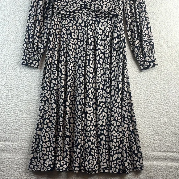 NWT Jessica Howard Womens Leopard Print Ruched Long Sleeve Midi Dress Size 6 - Picture 13 of 15